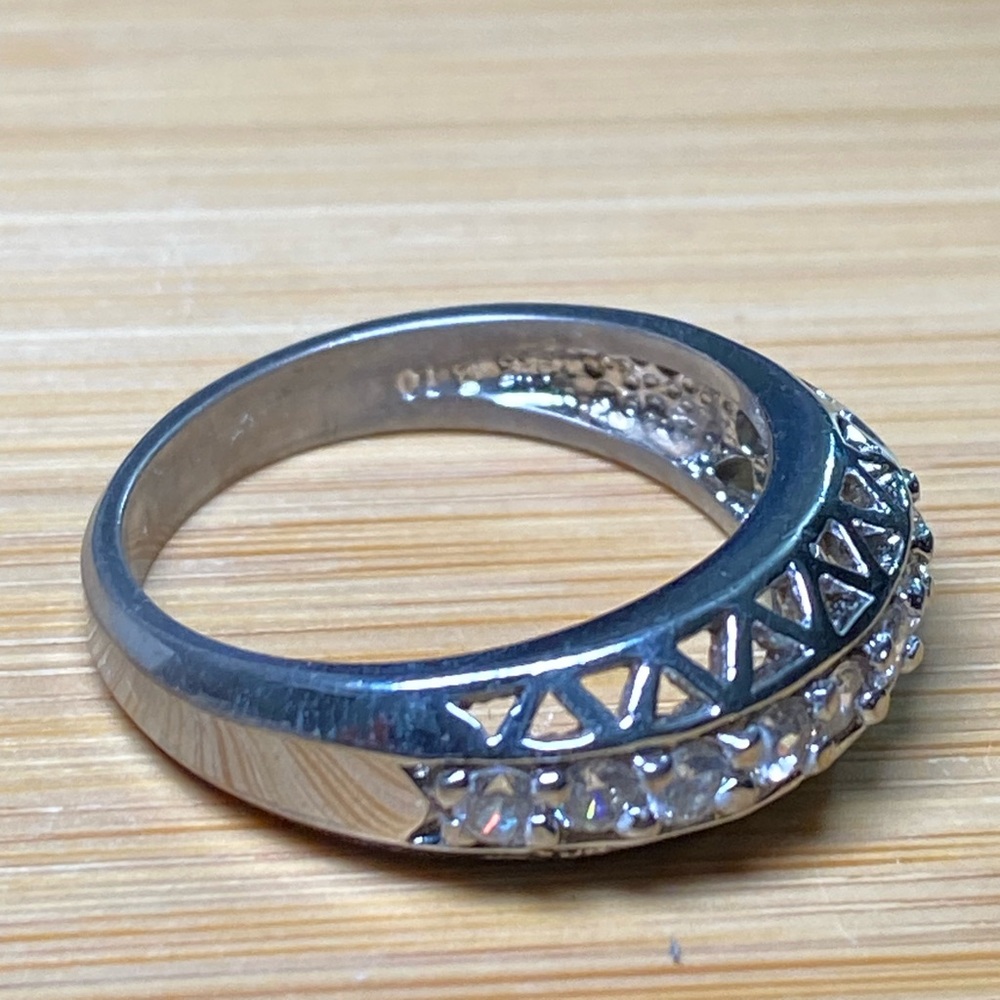 Women's Geometric Cut Sterling Silver CZ Ring 10 - Picture 6 of 16
